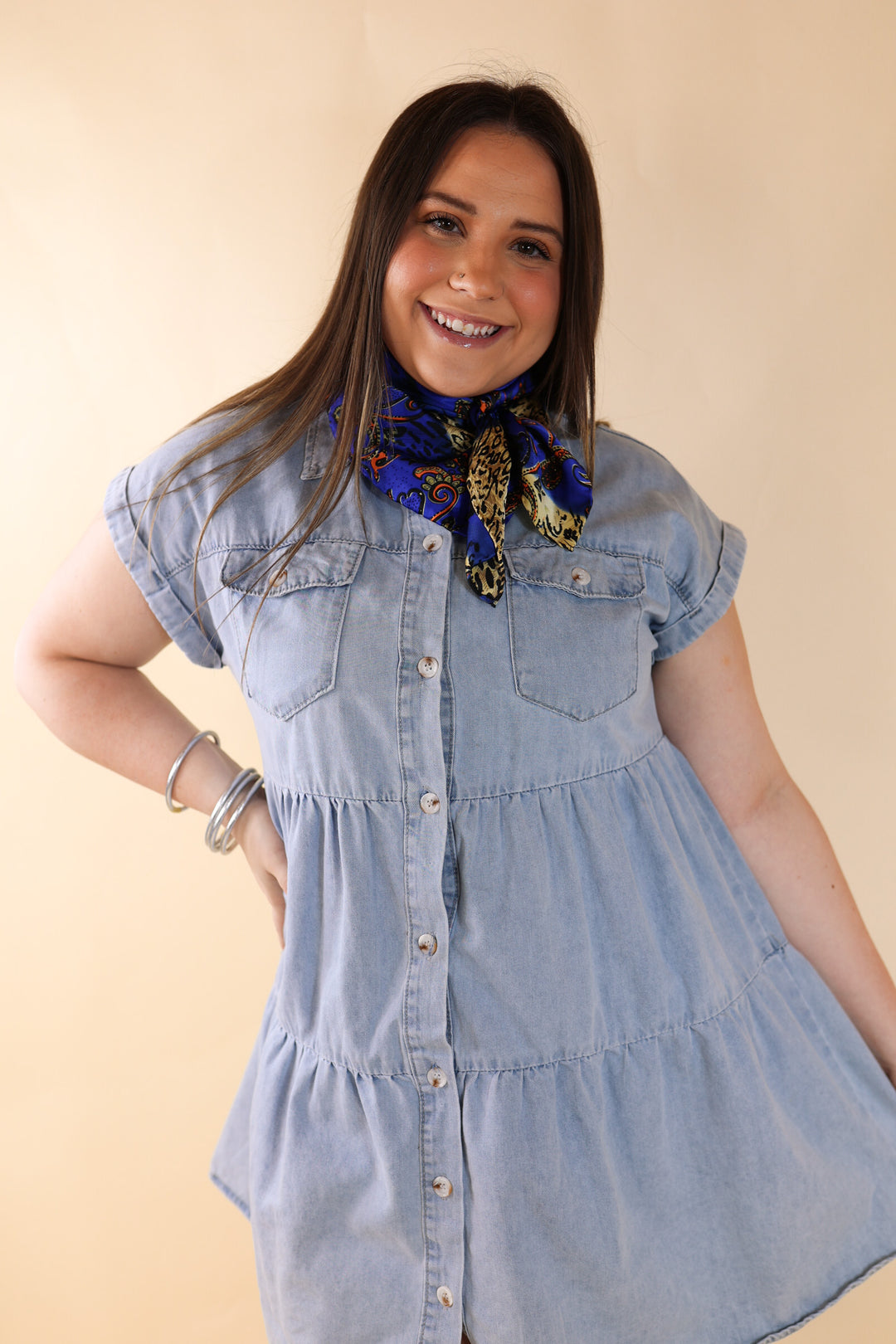 Paisley Peacock Charmeuse Wild Rag in Royal Blue - Giddy Up Glamour Boutique