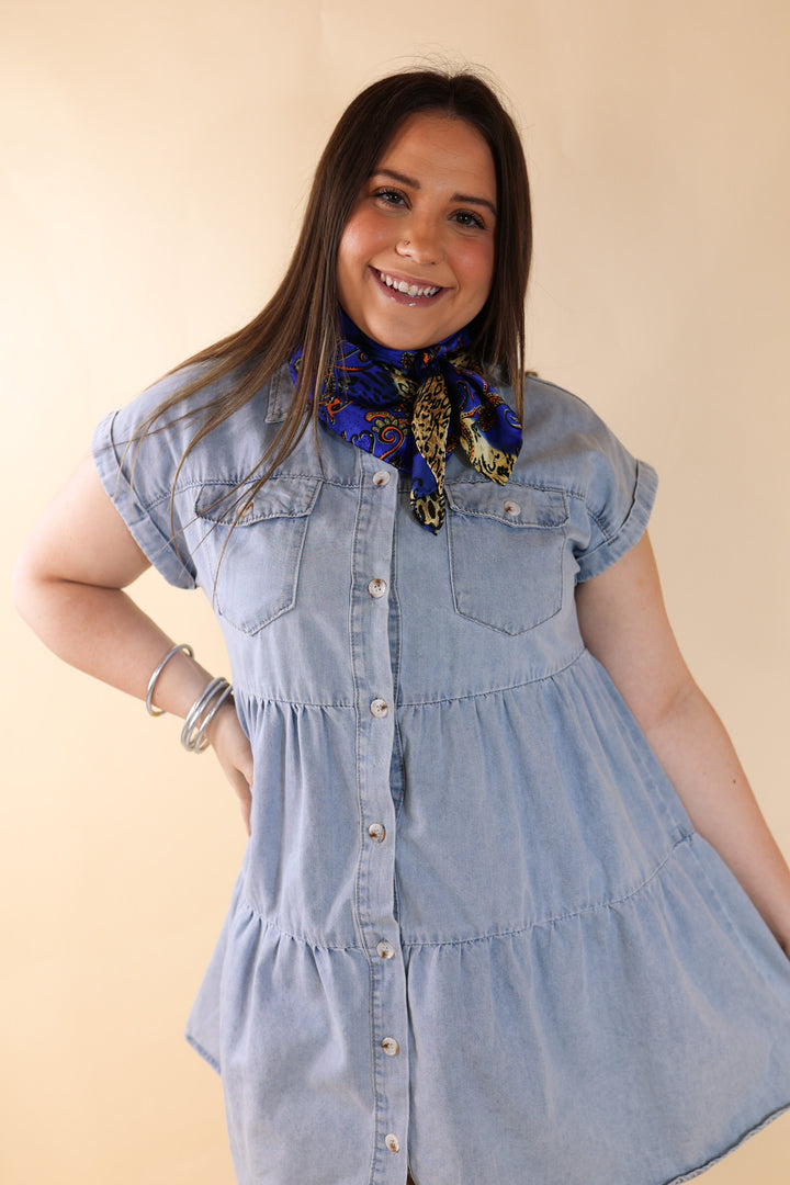 Paisley Peacock Charmeuse Wild Rag in Royal Blue - Giddy Up Glamour Boutique