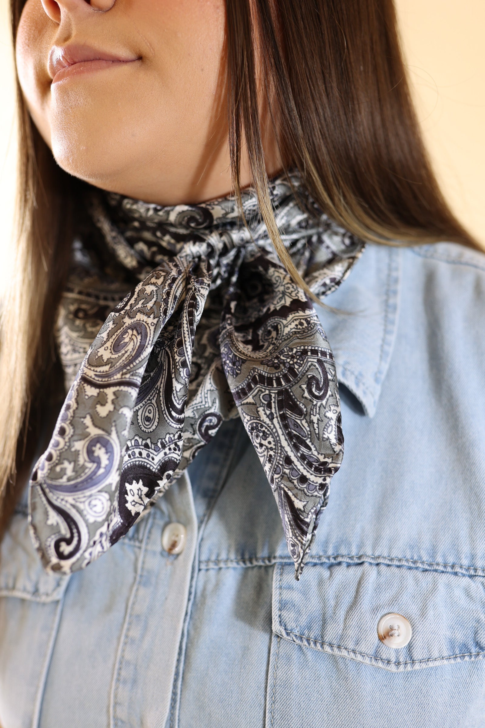 Paisley Wild Rag in Black and Silver - Giddy Up Glamour Boutique