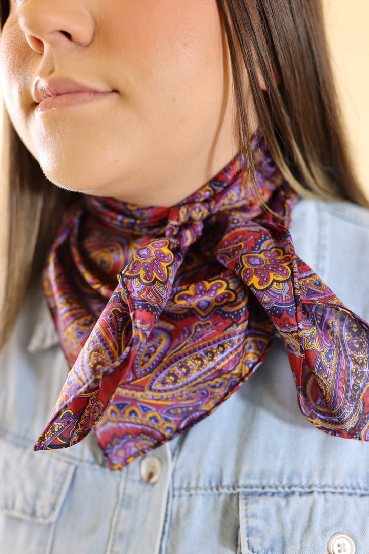 Frontier Calico Wild Rag in Wine and Navy - Giddy Up Glamour Boutique