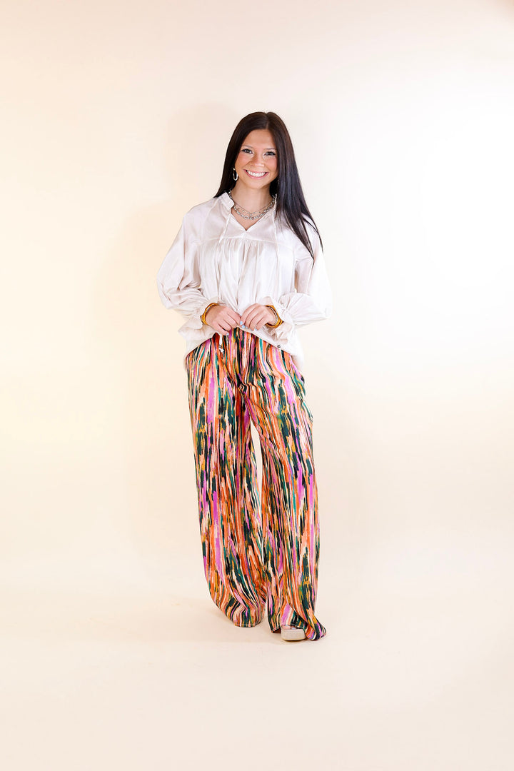 Sunset Situation Front Tie Keyhole Blouse in Ivory