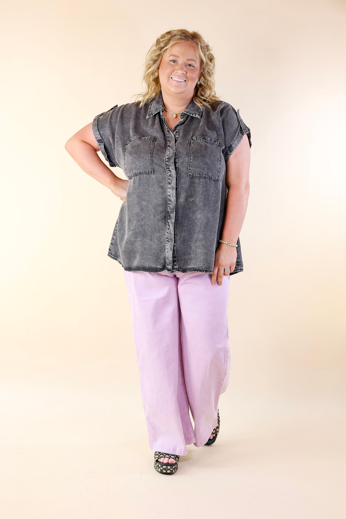 The Best Cropped Wide Leg Jeans in Lavender Purple - Giddy Up Glamour Boutique