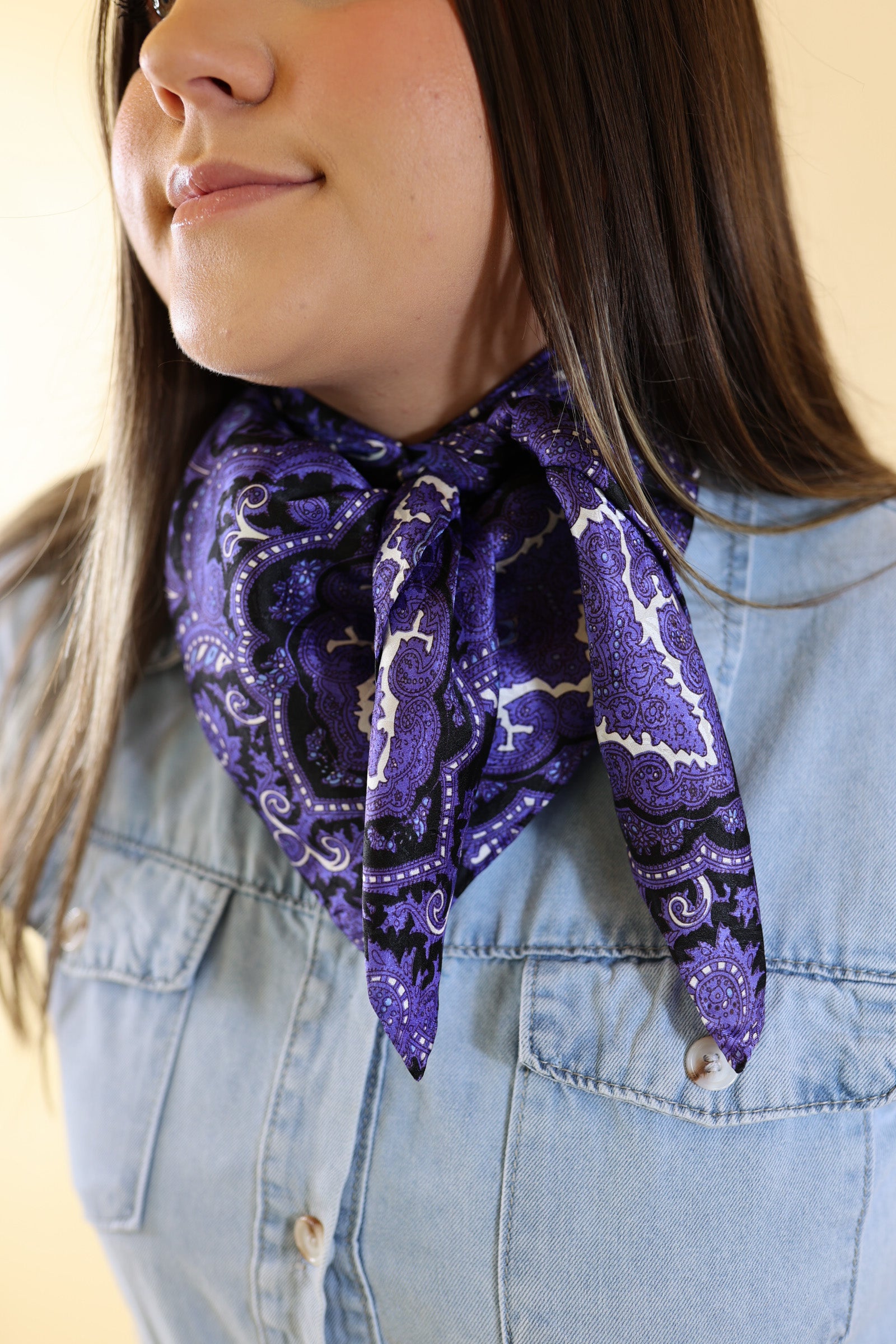 Paisley Wild Rag in Purple and Black - Giddy Up Glamour Boutique