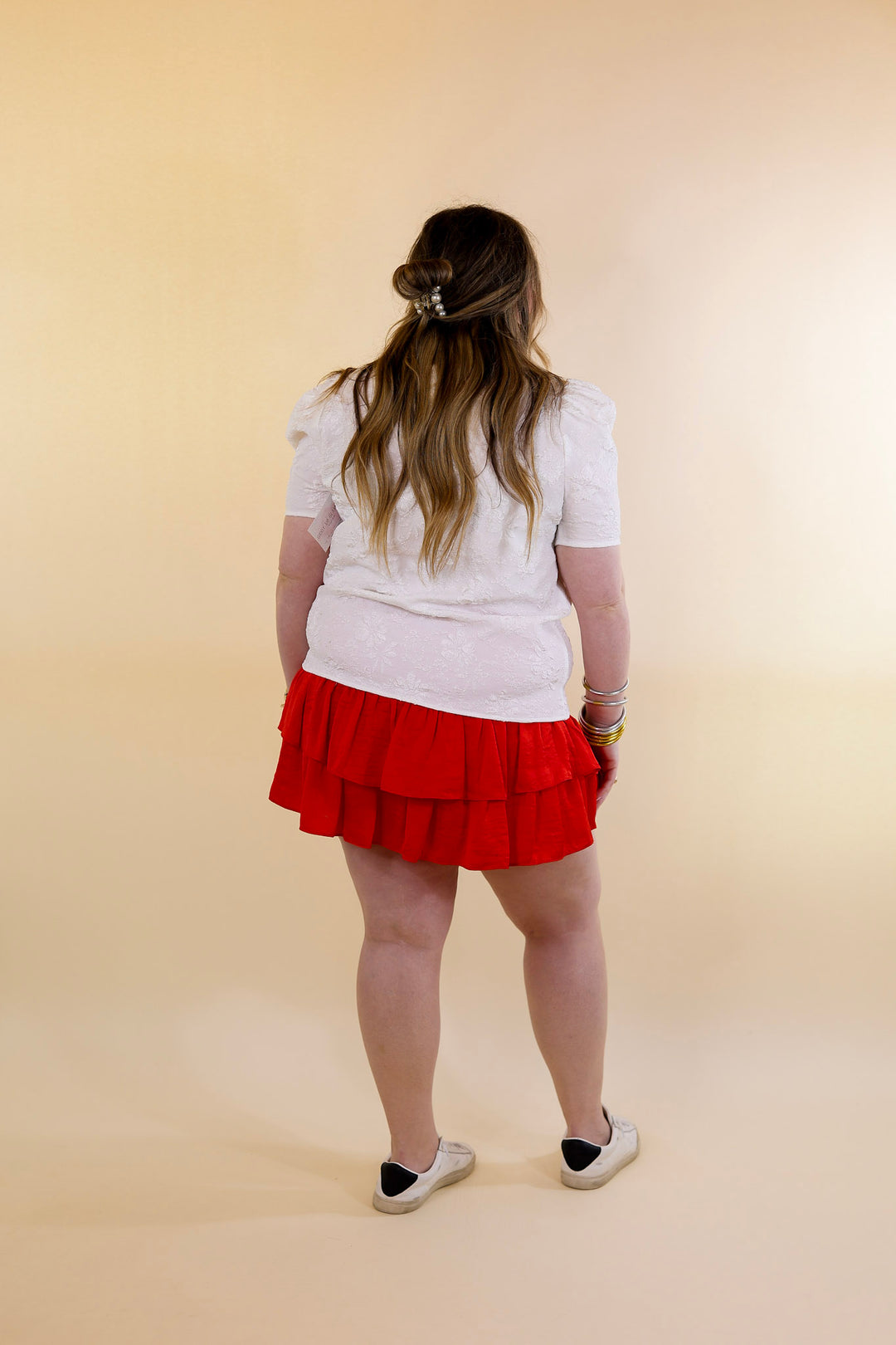 Flirty Delight Ruffle Mini Skort in Red