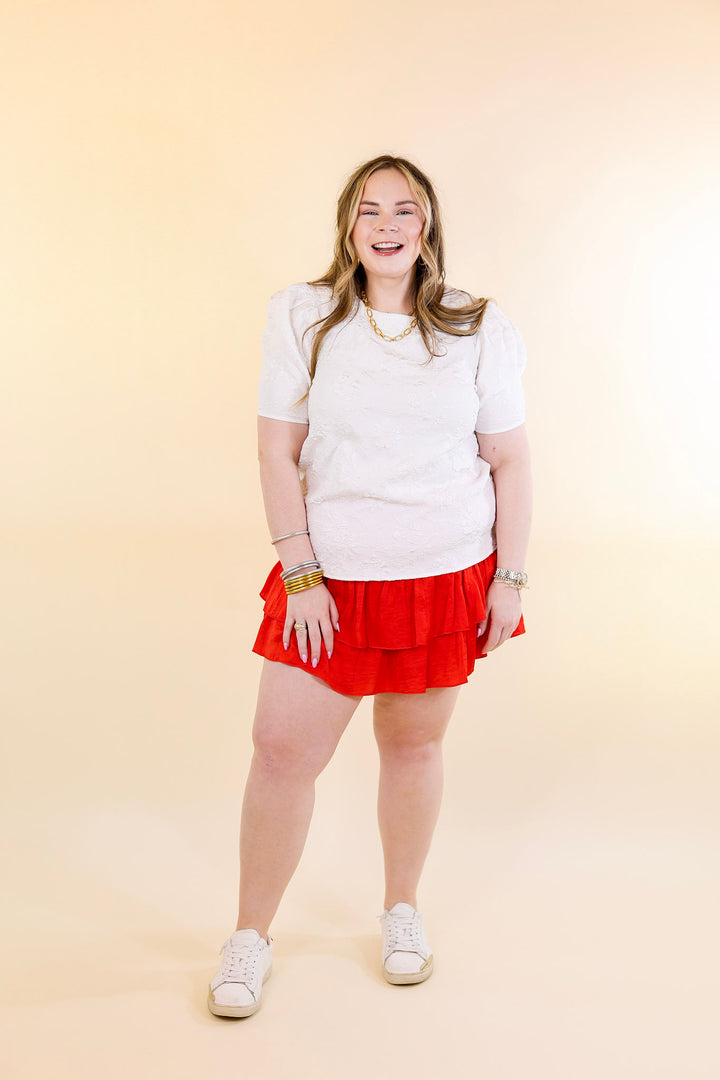 Flirty Delight Ruffle Mini Skort in Red