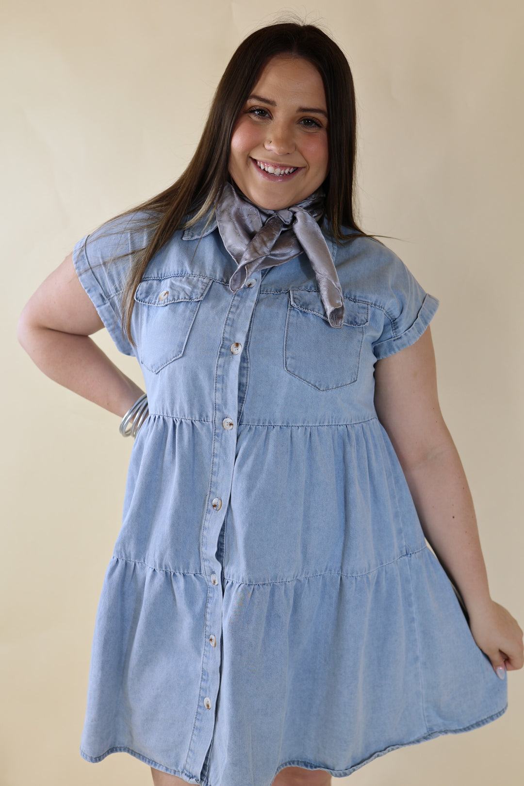 Jacquard Wild Rag in Silver - Giddy Up Glamour Boutique