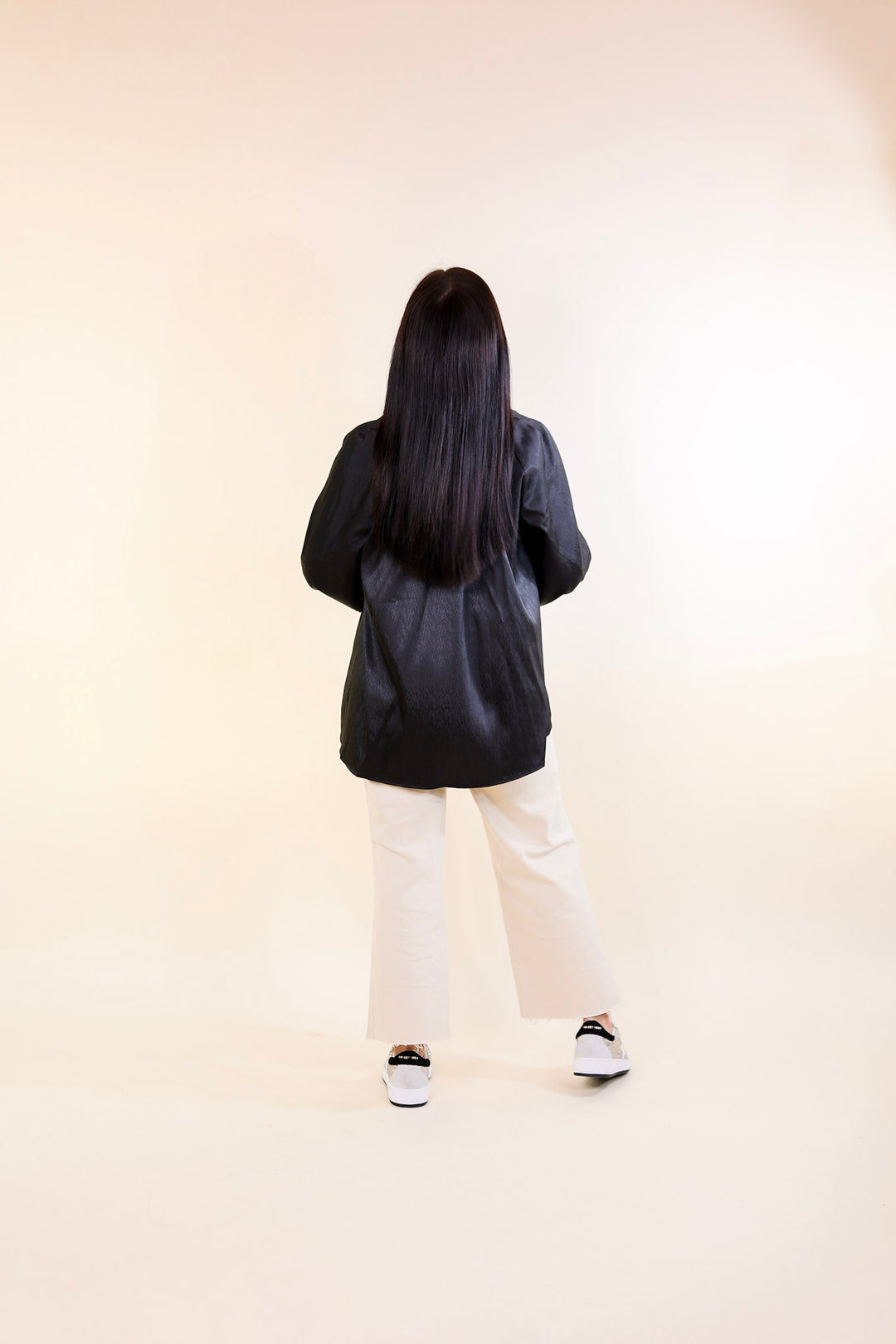 Sunset Situation Front Tie Keyhole Blouse in Black