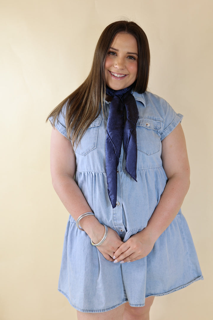 Jacquard Wild Rag in Navy - Giddy Up Glamour Boutique