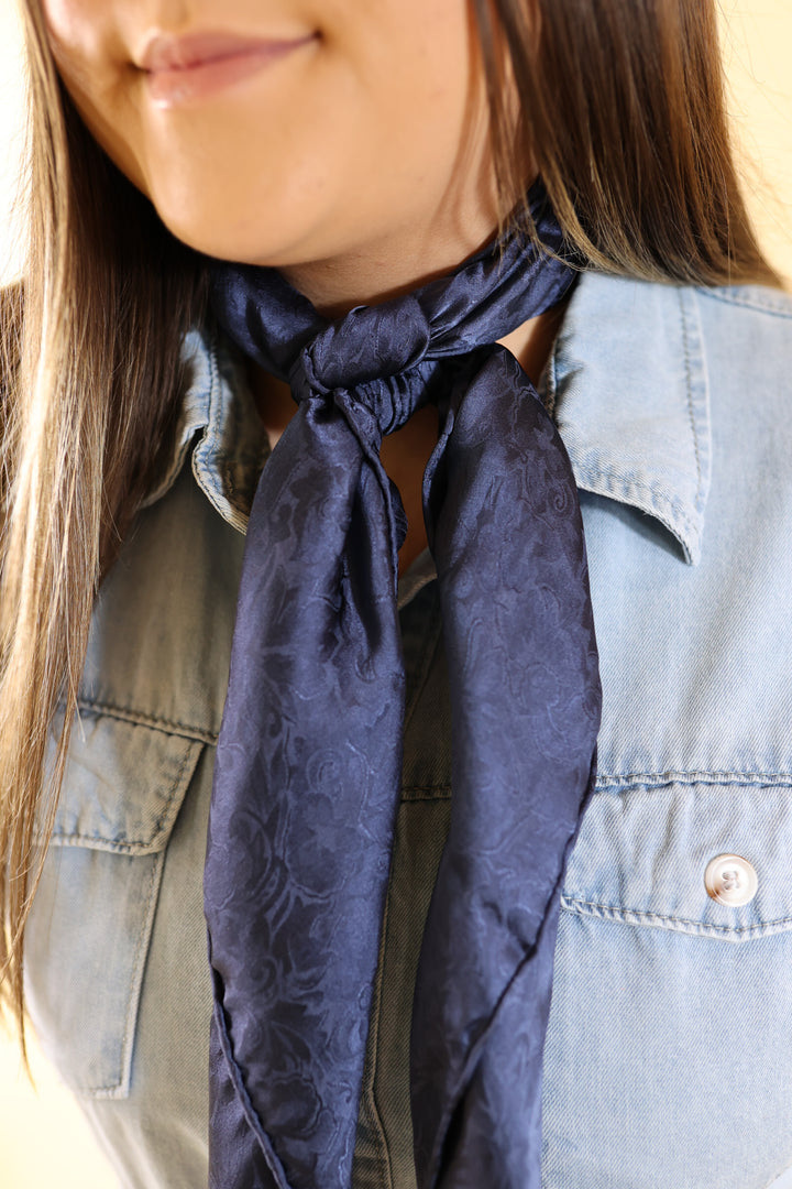 Jacquard Wild Rag in Navy - Giddy Up Glamour Boutique