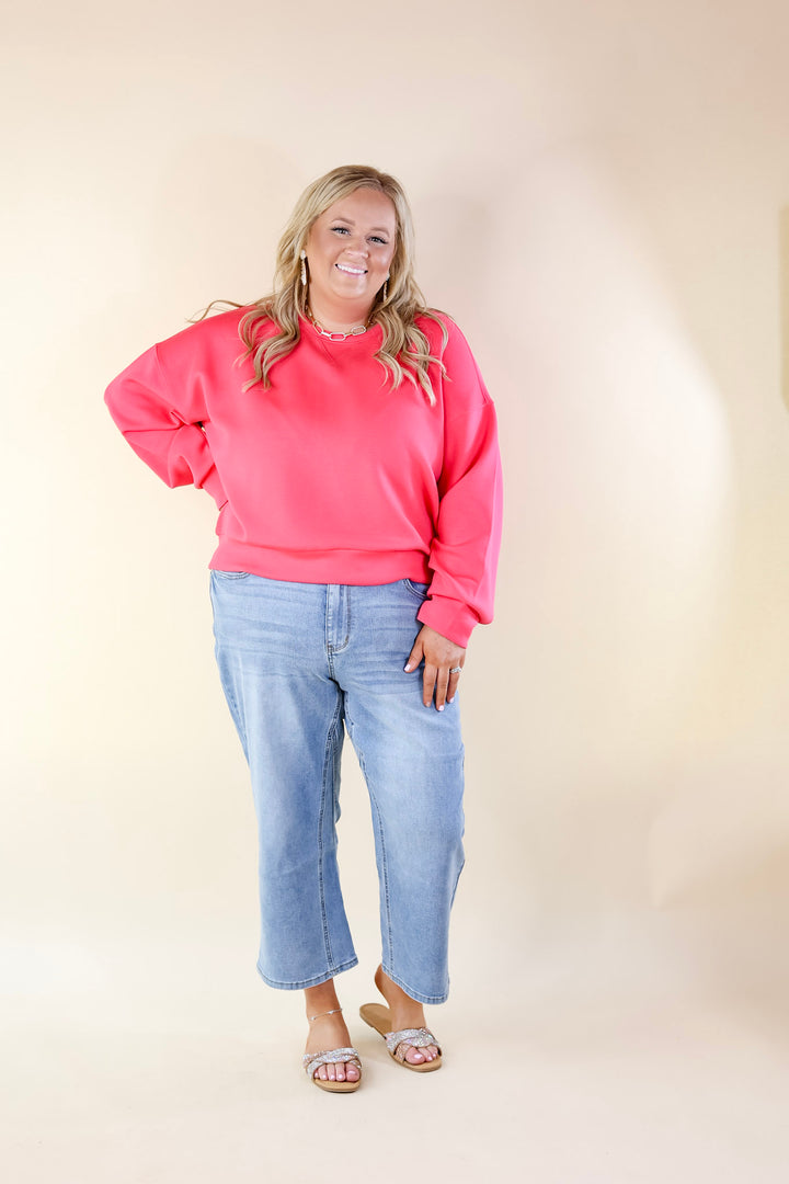 SPANX | AirEssentials Crew Neck Pullover Sweatshirt in Cerise Pink - Giddy Up Glamour Boutique