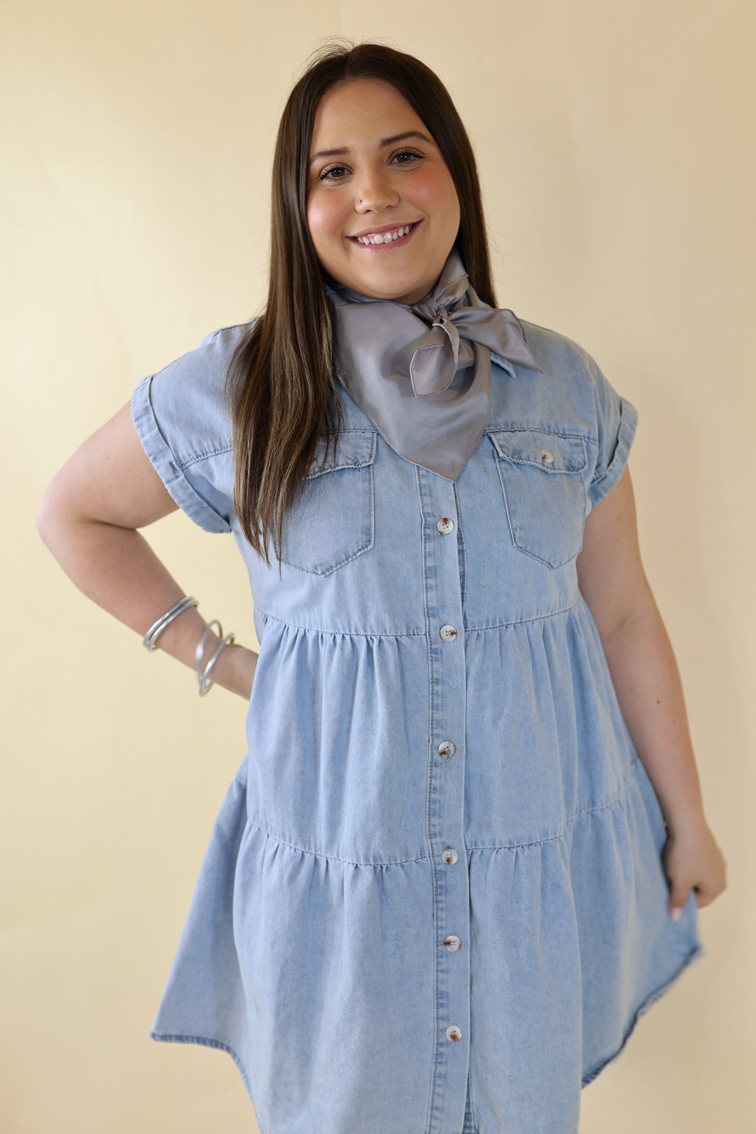 Solid Wild Rag in Silver - Giddy Up Glamour Boutique