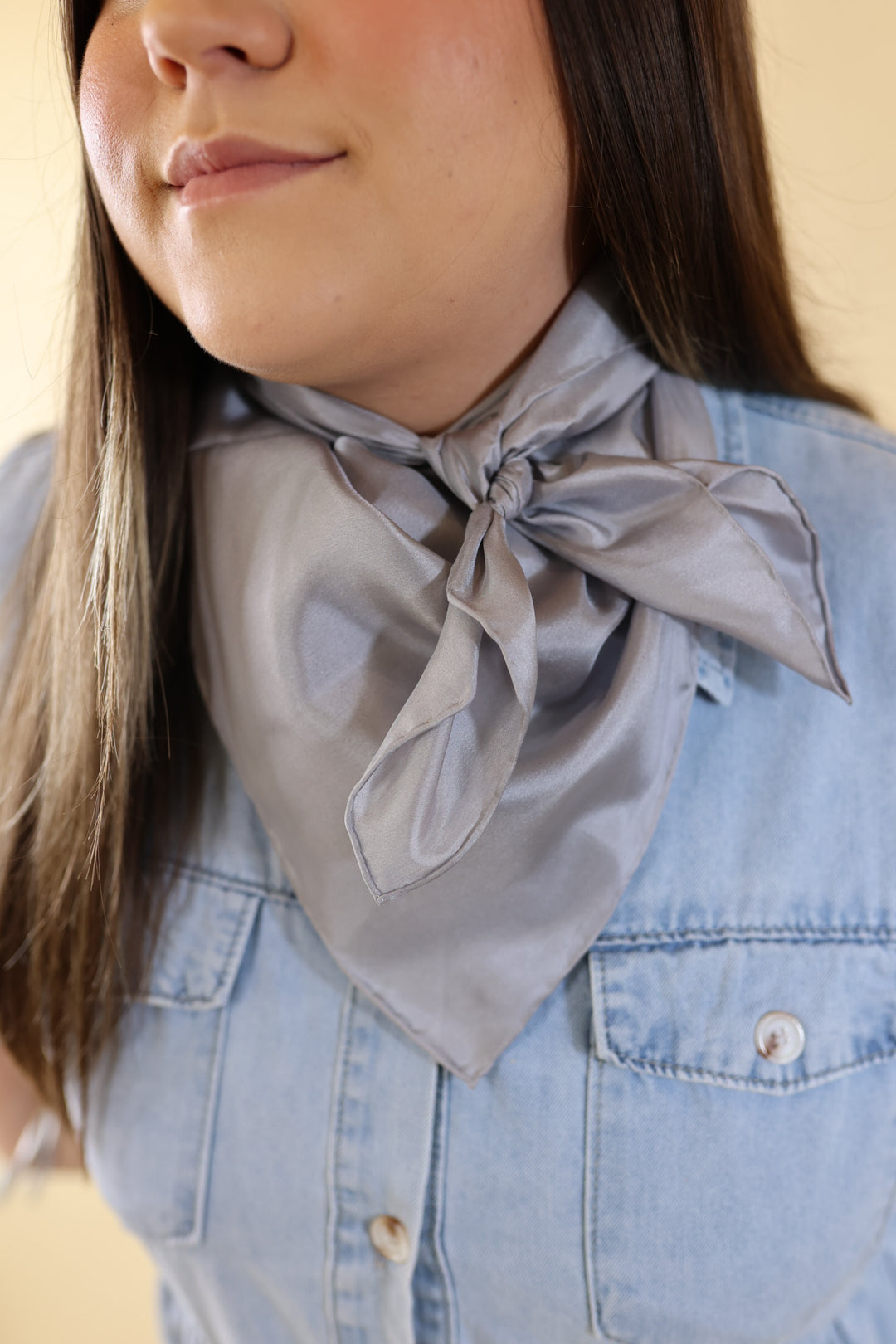 Solid Wild Rag in Silver - Giddy Up Glamour Boutique