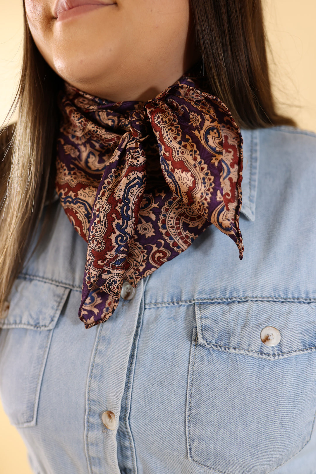 Paisley Wild Rag in Plum and Maroon - Giddy Up Glamour Boutique