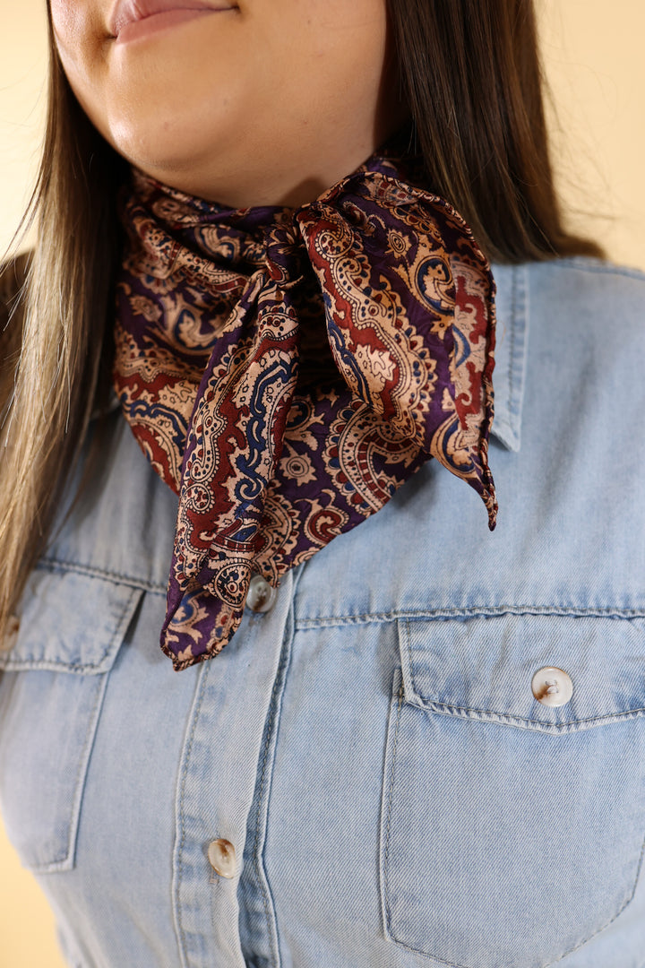 Paisley Wild Rag in Plum and Maroon - Giddy Up Glamour Boutique
