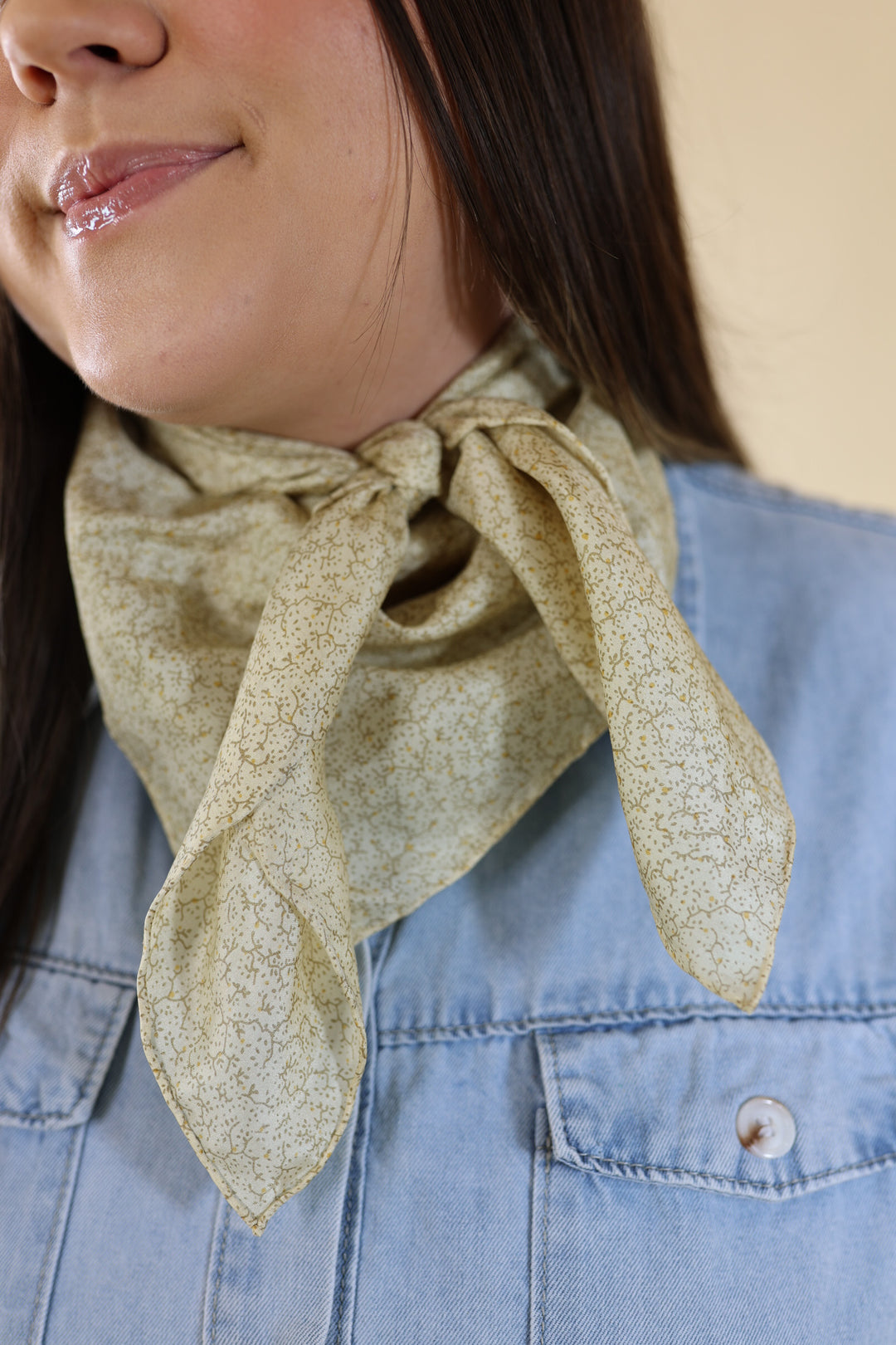 Calico Vine Wild Rag in Beige - Giddy Up Glamour Boutique