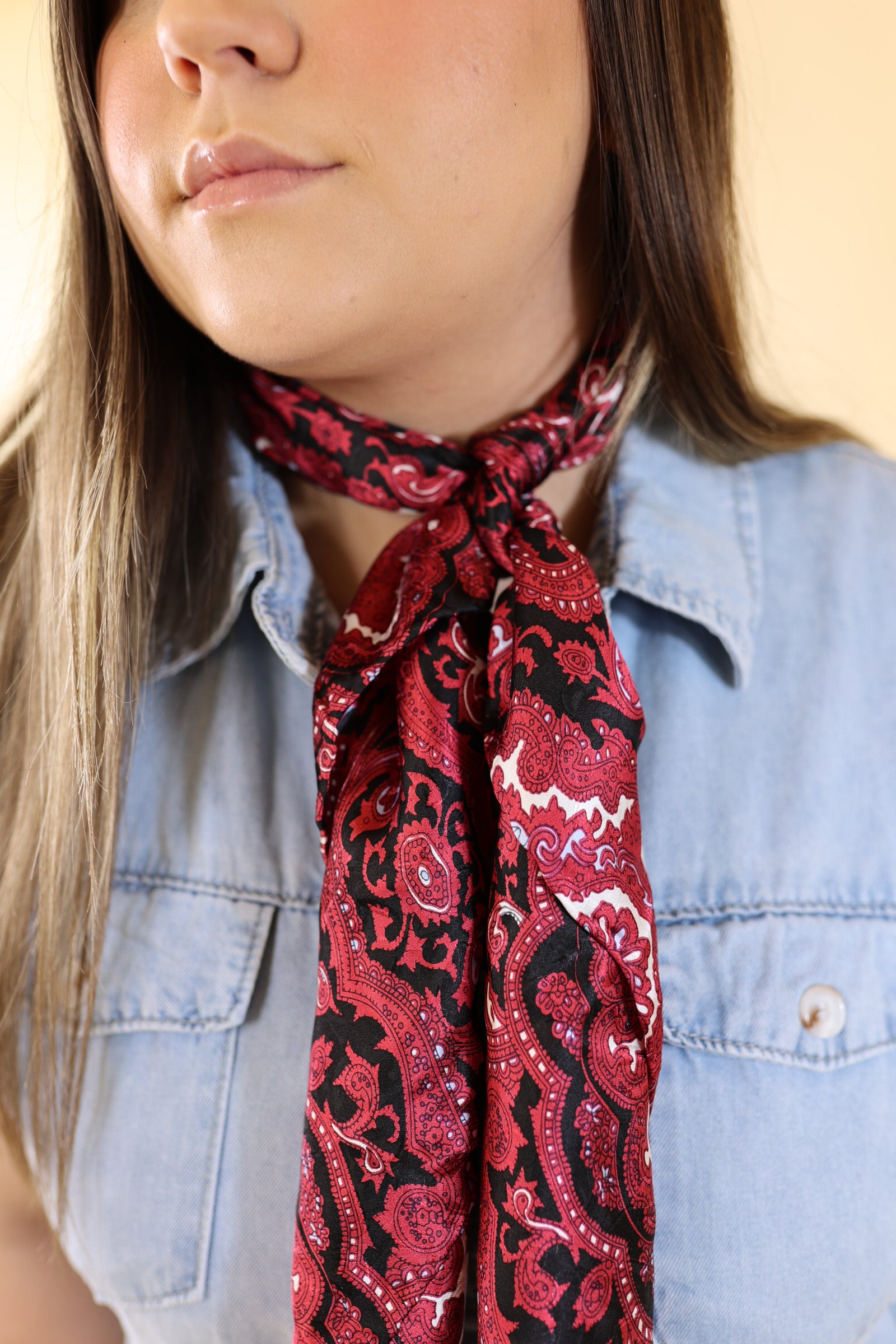 Paisley Wild Rag in Red and Black - Giddy Up Glamour Boutique