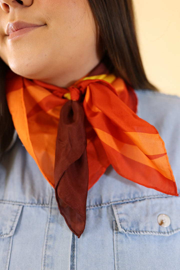 Sunset Cowboy Southwest Wild Rag in Orange - Giddy Up Glamour Boutique