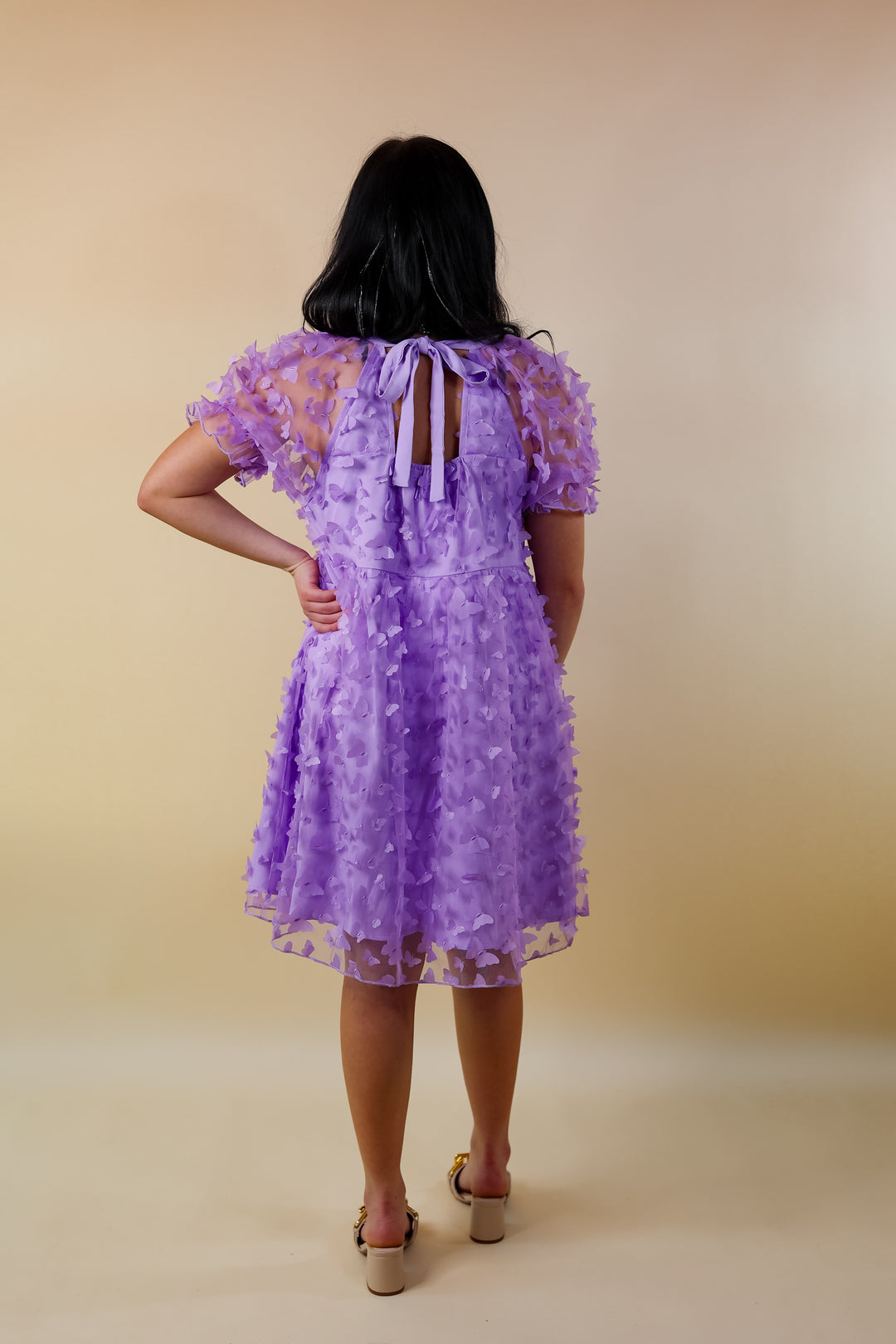 Sweetest Rush Butterfly Print Babydoll Dress in Lavender Purple - Giddy Up Glamour Boutique