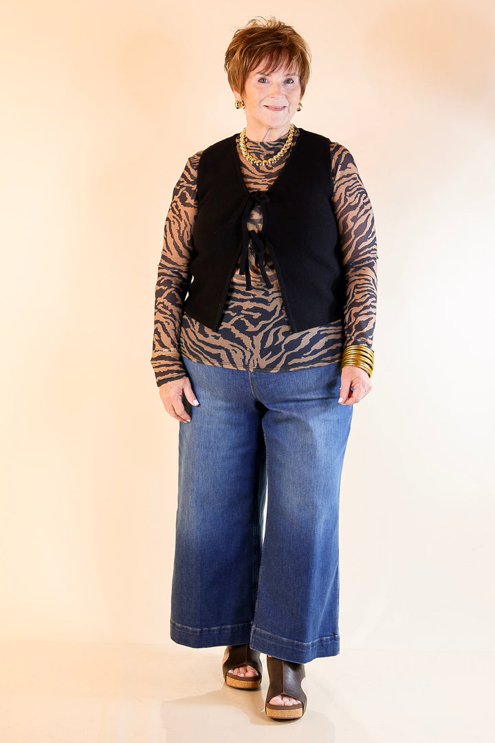 Main Attraction Bow Tie Front Sweater Vest in Black