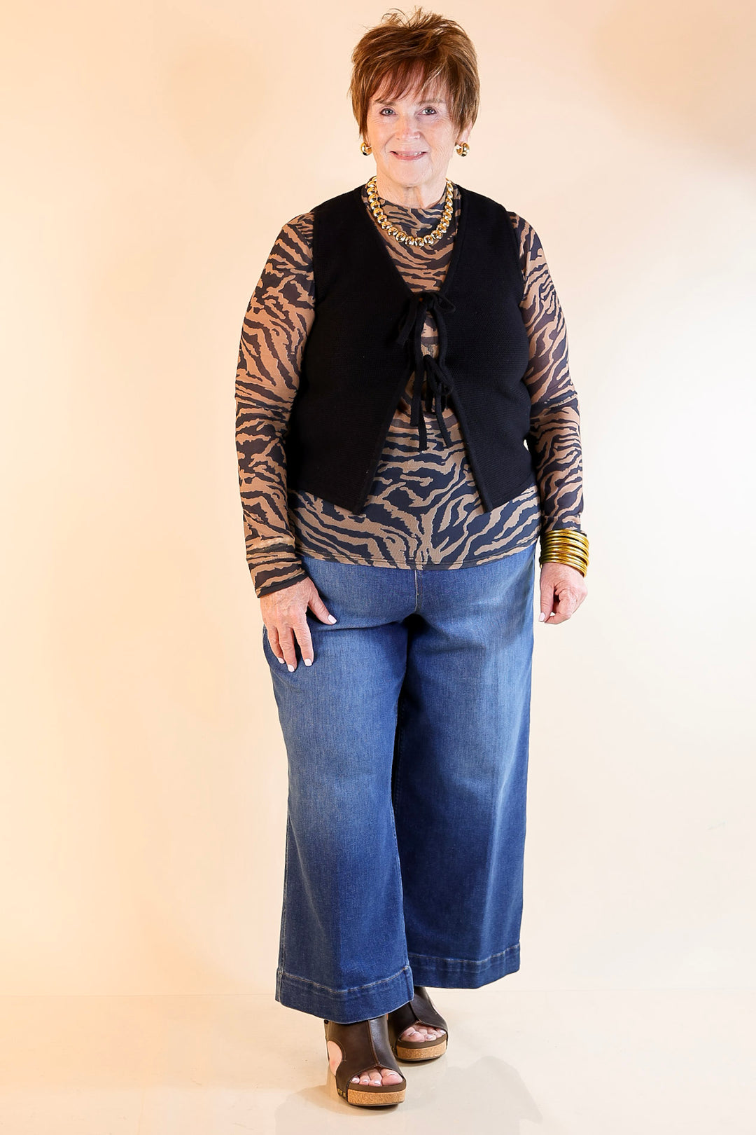 Main Attraction Bow Tie Front Sweater Vest in Black