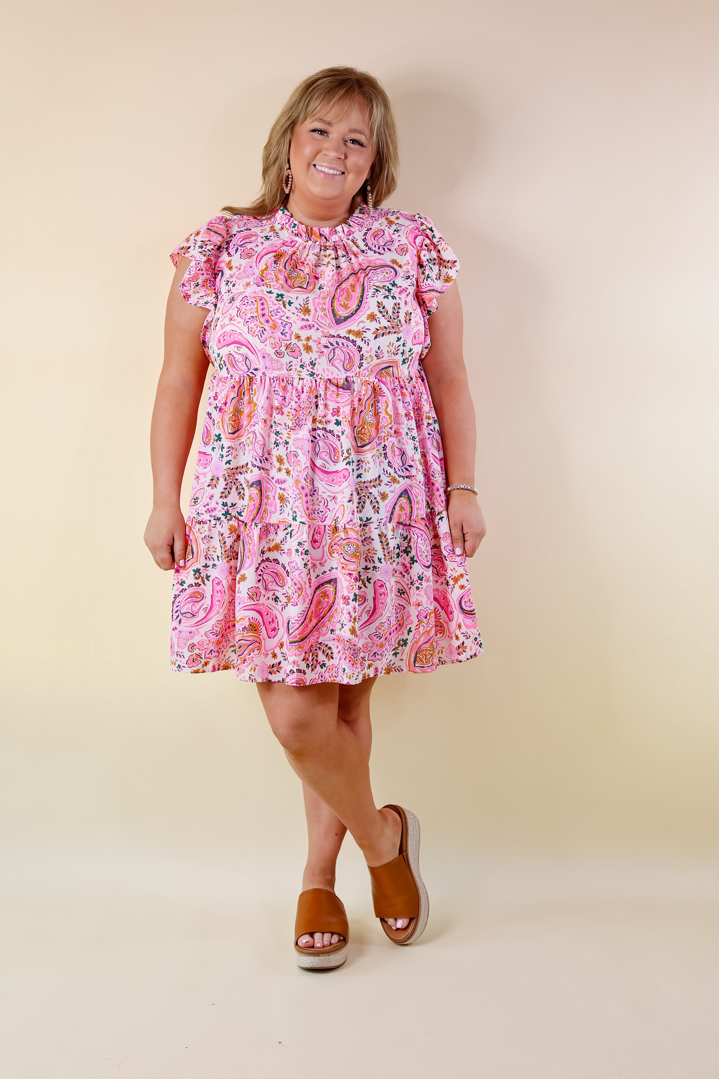 Like a Dream Paisley and Floral Print Dress in Pink - Giddy Up Glamour Boutique