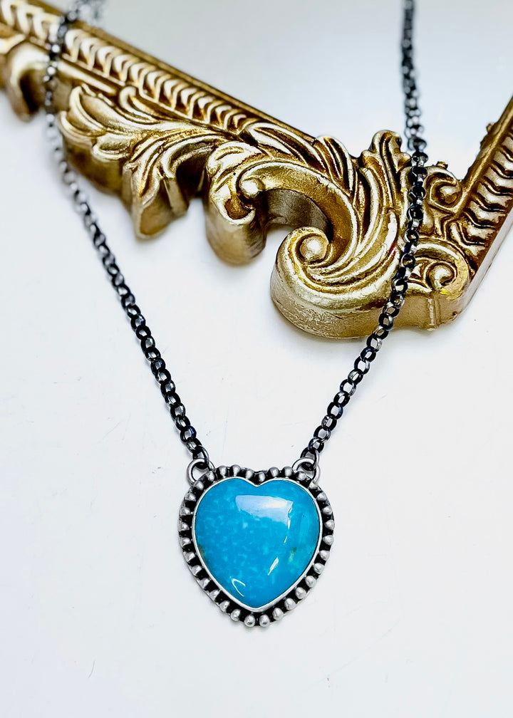 Emer Thompson | Sterling Silver Native American Handmade Turquoise Heart Necklace
