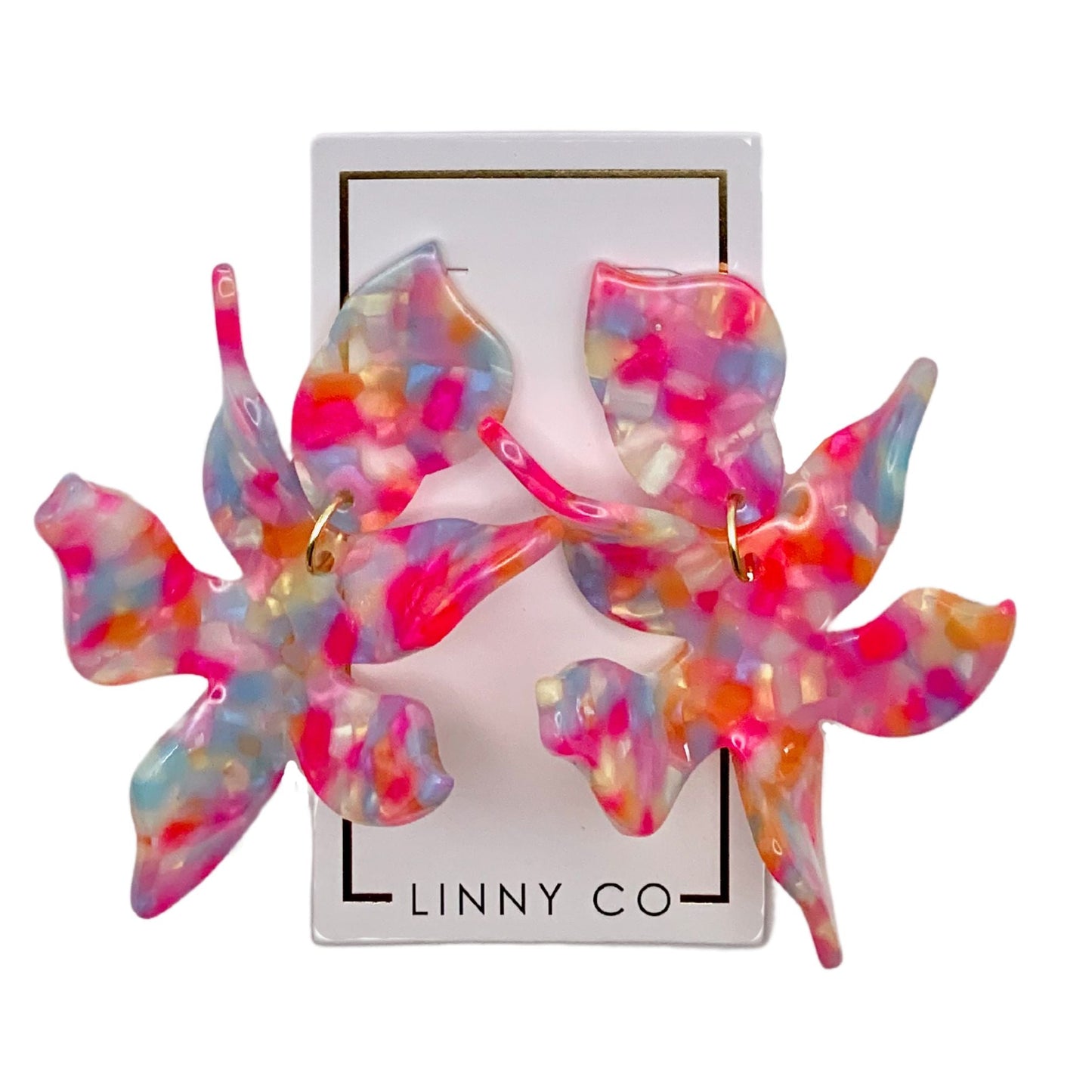 Linny Co | Flora Drop Earrings in Pink Sprinkles