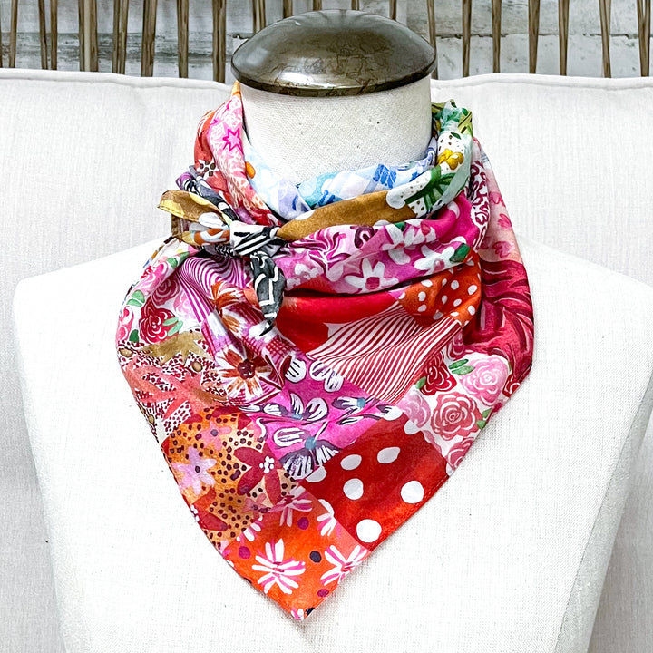 XOXO Art &amp; Co | Vintage Feedsack Shorty Wild Rag Scarf in Multicolor