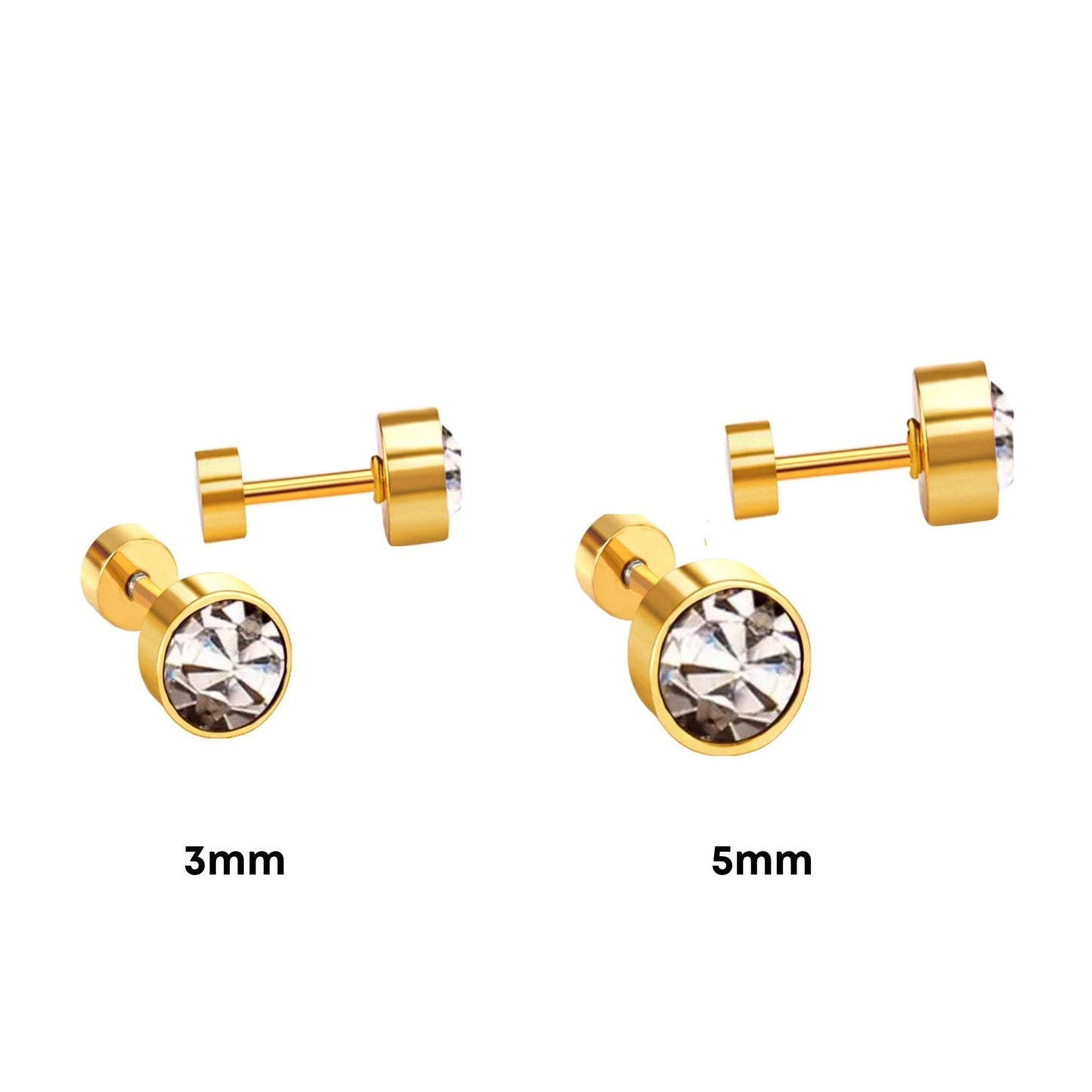 Linny Co | Juliet 3mm Gold Tone Crystal Flatback Stud Earrings