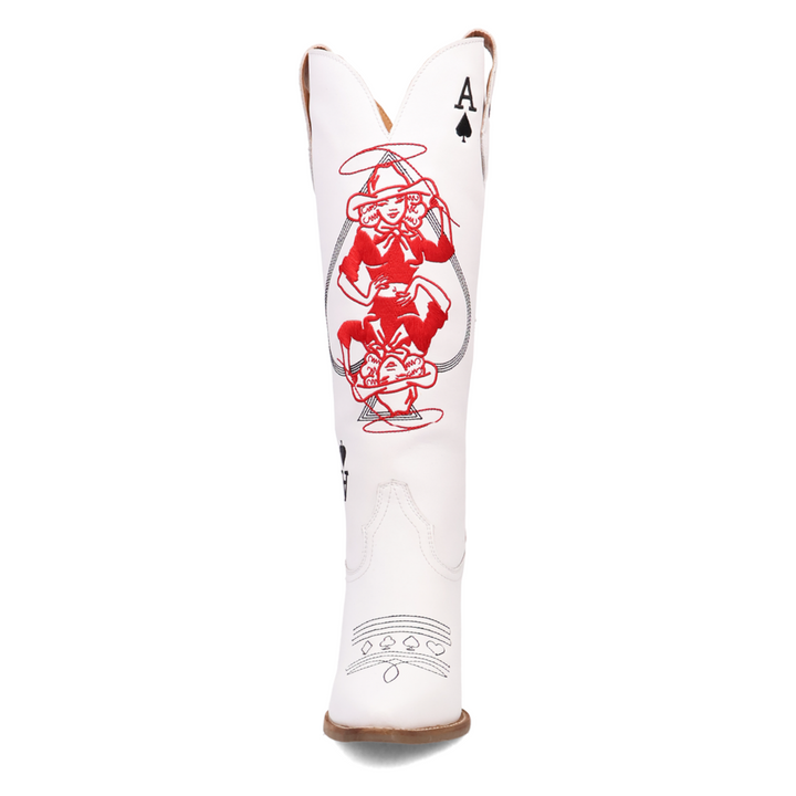 Online Exclusive | Dingo | Ace of Spades Leather Boot in White **PREORDER