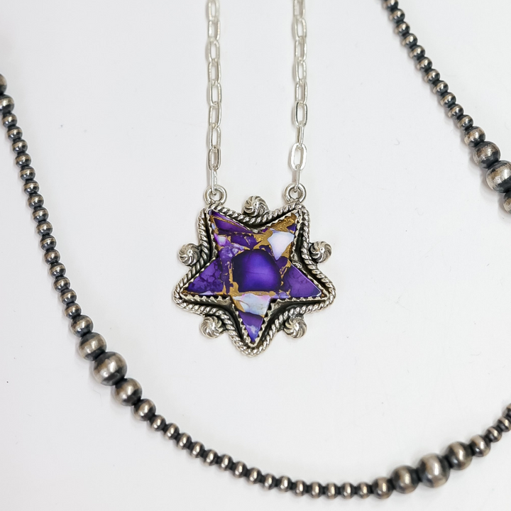 HaDa Collection | Handmade Sterling Silver & Violet Rose Purple Star Necklace