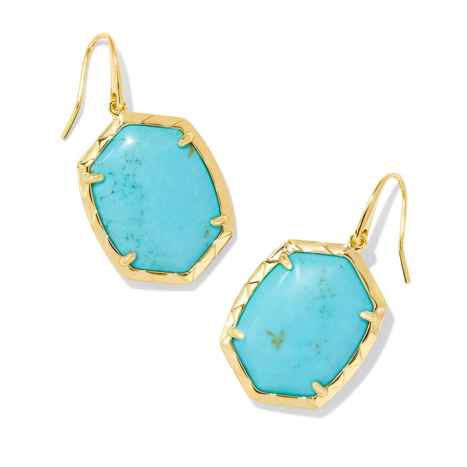 Kendra Scott | Daphne Gold Drop Earrings in Variegated Turquoise Magnesite - Giddy Up Glamour Boutique