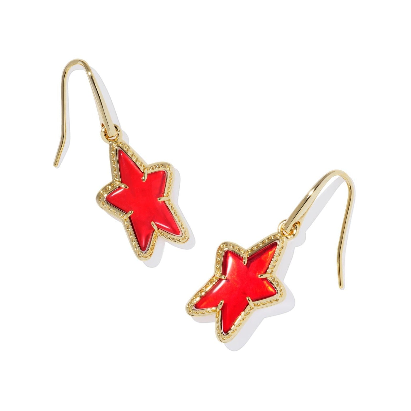 Kendra Scott | Ada Gold Small Star Drop Earrings in Red Illusion - Giddy Up Glamour Boutique