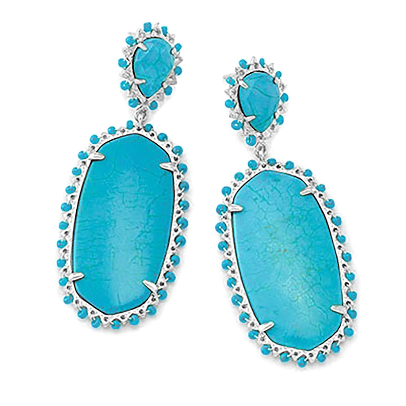 Kendra Scott | Parsons Silver Statement Earrings in Variegated Turquoise Magnesite - Giddy Up Glamour Boutique