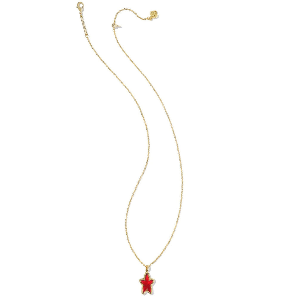Kendra Scott | Ada Gold Star Short Pendant Necklace in Red Illusion - Giddy Up Glamour Boutique