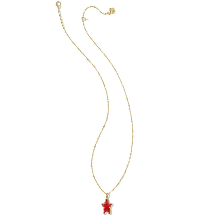 Kendra Scott | Ada Gold Star Short Pendant Necklace in Red Illusion - Giddy Up Glamour Boutique
