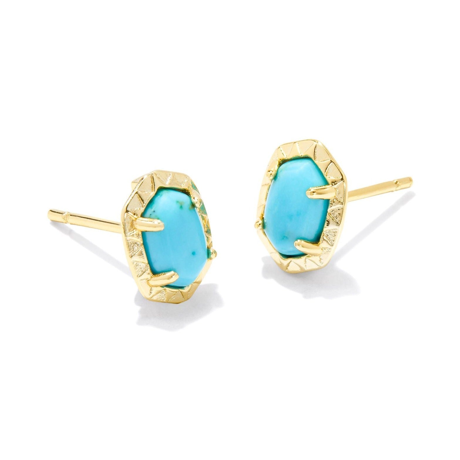 Kendra Scott | Daphne Gold Stud Earrings in Variegated Turquoise Magnesite - Giddy Up Glamour Boutique