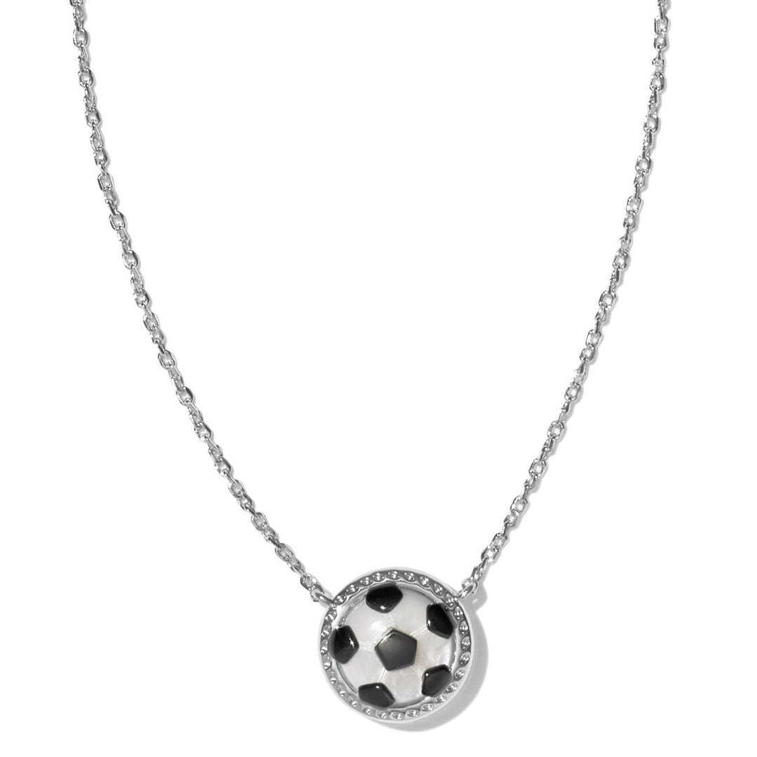 Kendra Scott | Soccer Silver Short Pendant Necklace in Ivory Mother-of-Pearl - Giddy Up Glamour Boutique