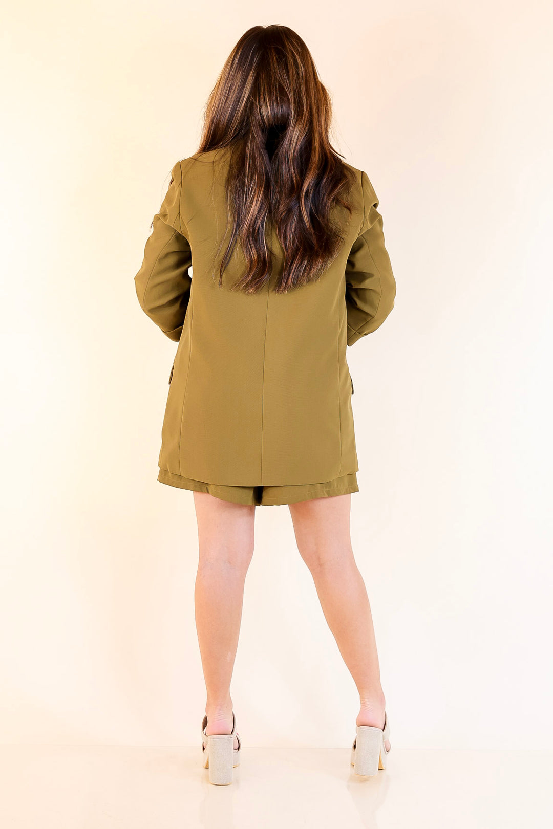 Fine Like Wine 3/4 Sleeve Blazer in Olive Green