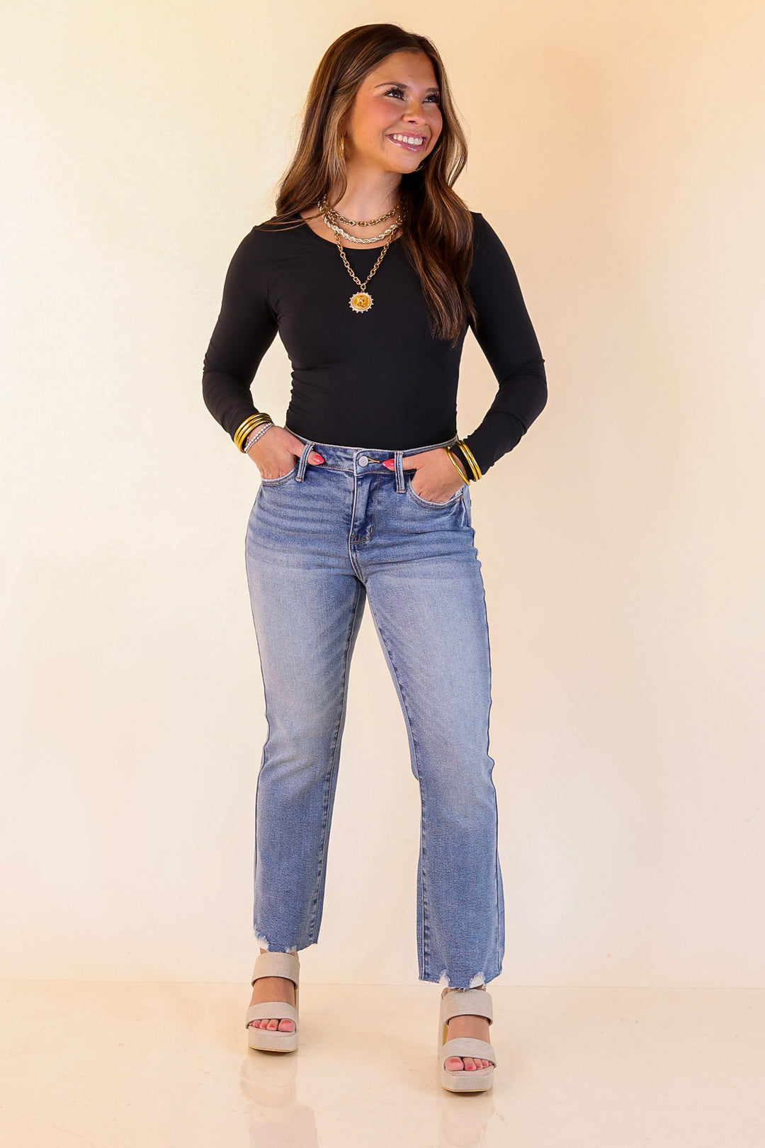 Judy Blue | Kickin' Back Cropped Kick Flare Jean in Medium Wash