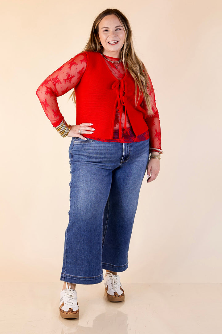 Main Attraction Bow Tie Front Sweater Vest in Red