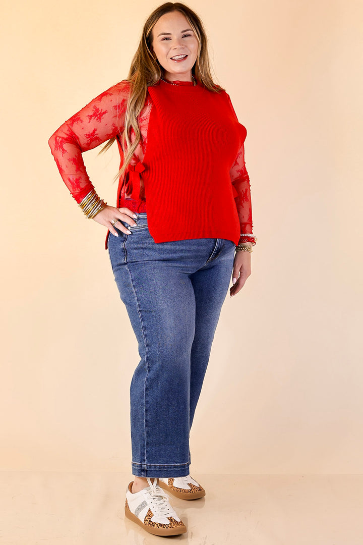 Tied and True Knit Sweater with Side Ties in Red