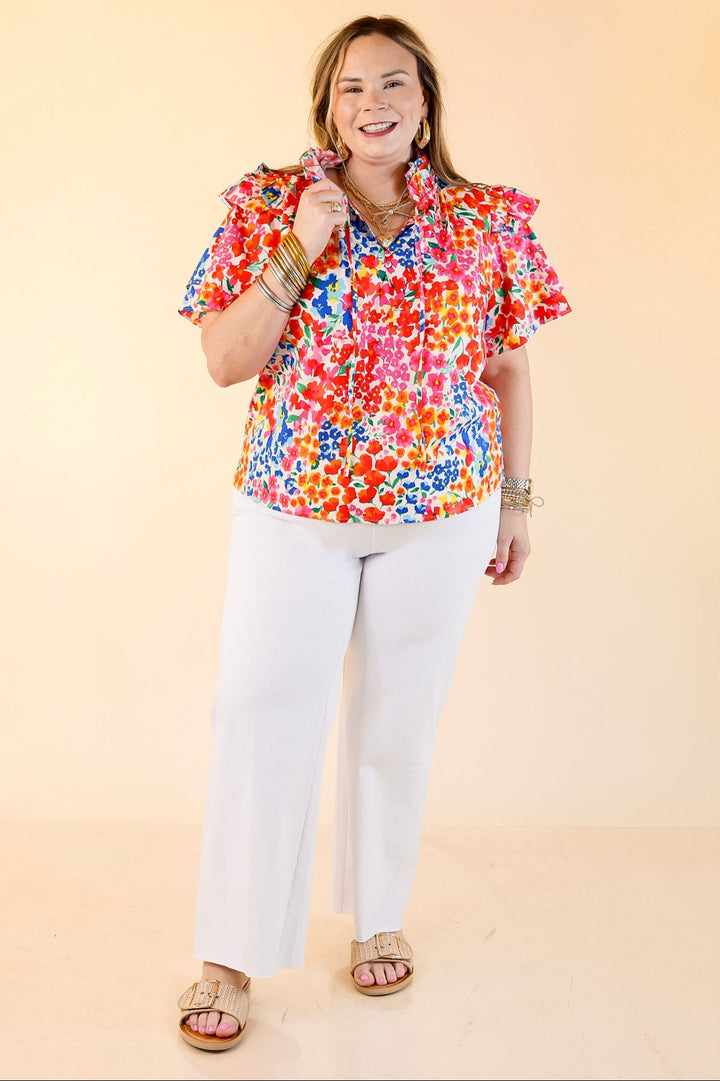 BuddyLove | Shauna Ruffle Shoulder Top in Berry Blue