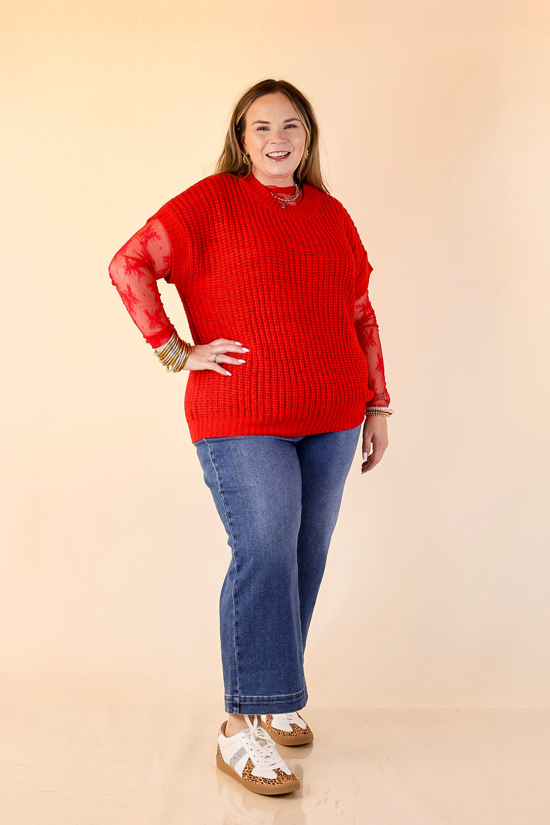 Tried and True Short Sleeve Oversized Knit Sweater in Red