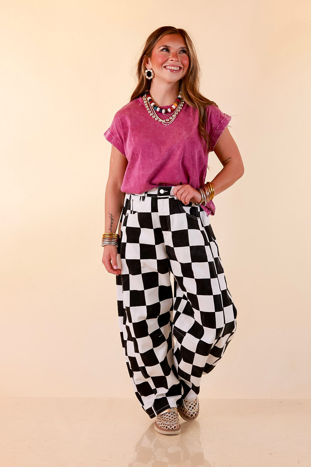 Chic Made Easy Short Sleeve Shirt in Plum Purple