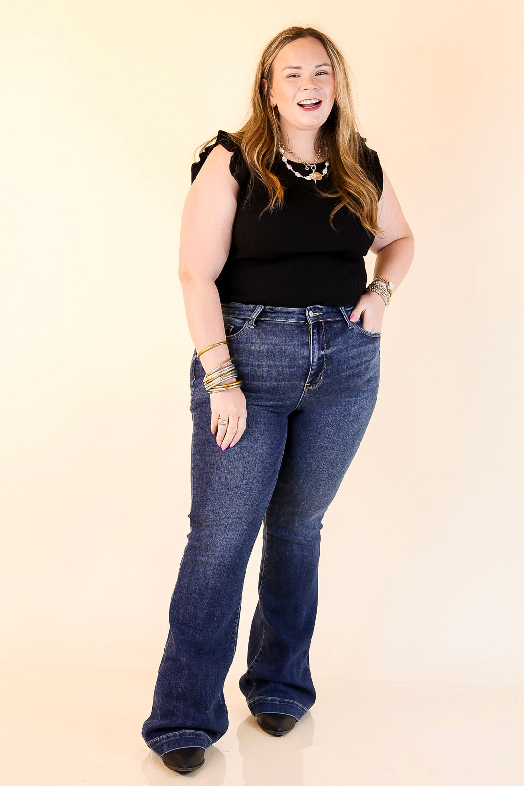 Judy Blue | Tailored Touch Trouser Jean in Dark Wash