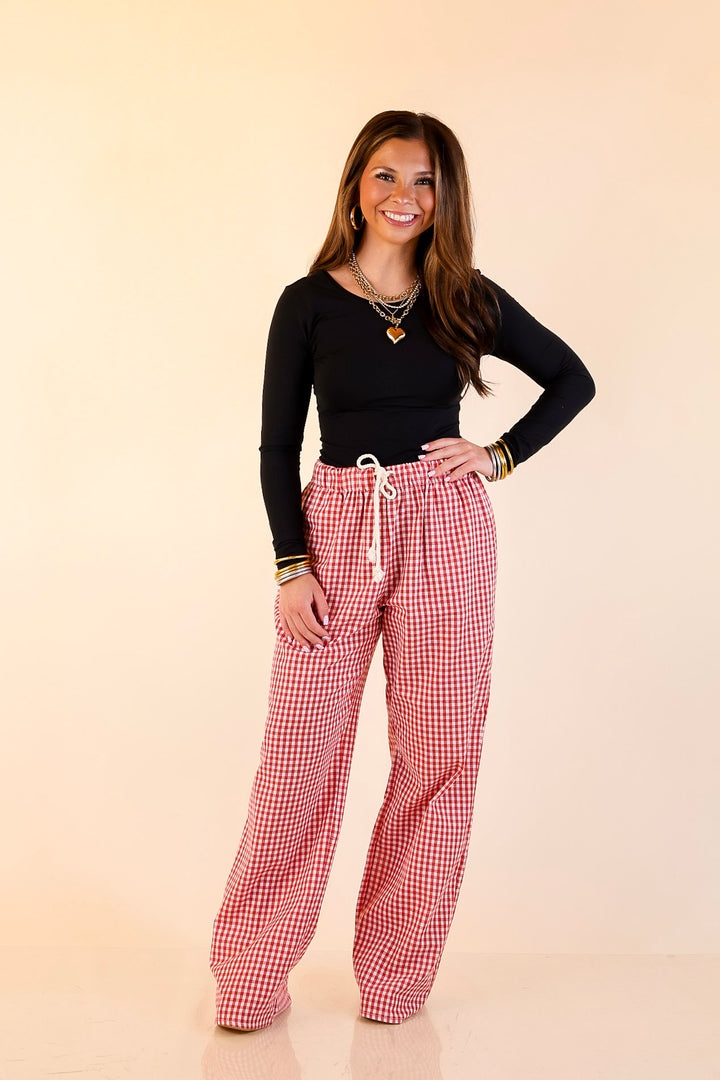 Simply Southern | Naturally Cool Gingham Checkered Print Boxer Pants in Red