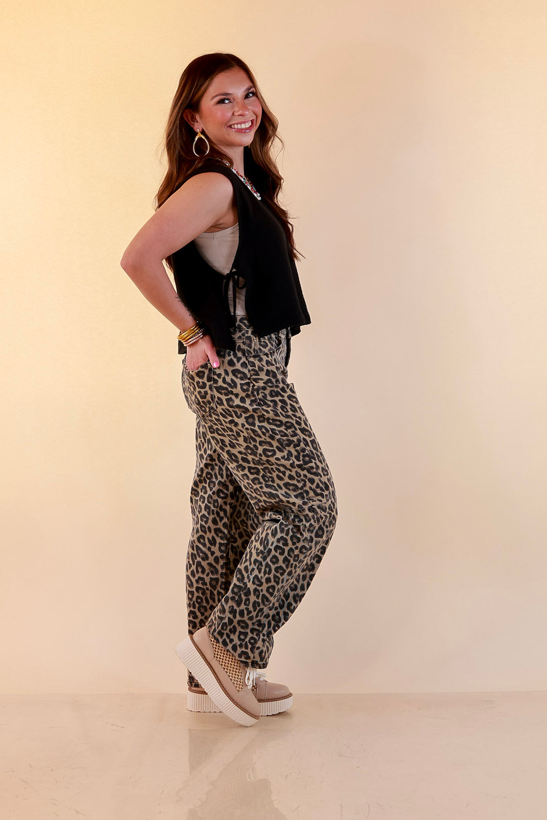 Tie it Together Sleeveless Linen Tank Top with Side Tie Detail in Black