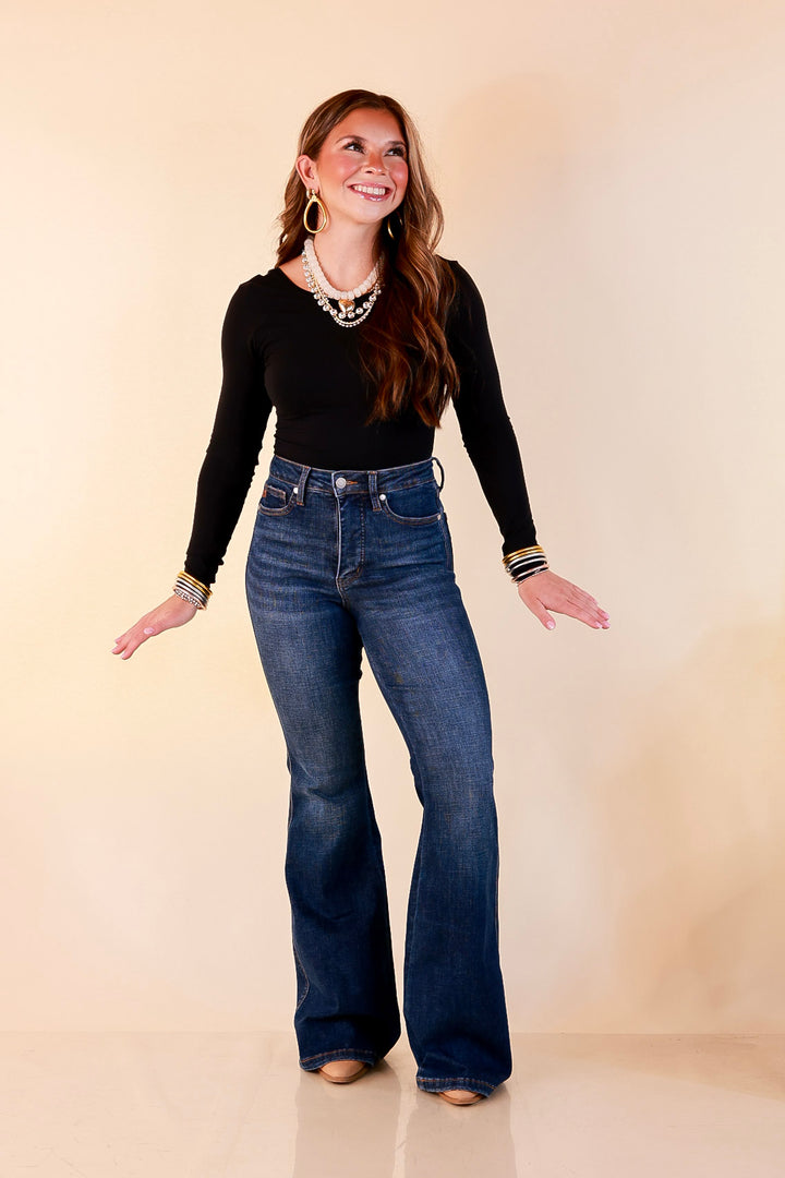 Judy Blue | Forever Flattering Tummy Control Charlotte Flare Jeans in Dark Modern Indigo Wash