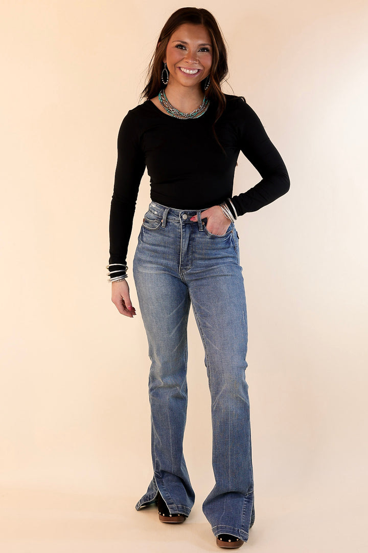 Judy Blue | The Perfect Pair Tummy Control Slim Bootcut Jean with Side Slit in Vintage Medium Wash